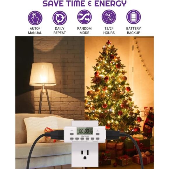 Digital Timer For Lamp With Dual Outlets,Programmable Timer In Door,Outlet Timer - Picture 2 of 7